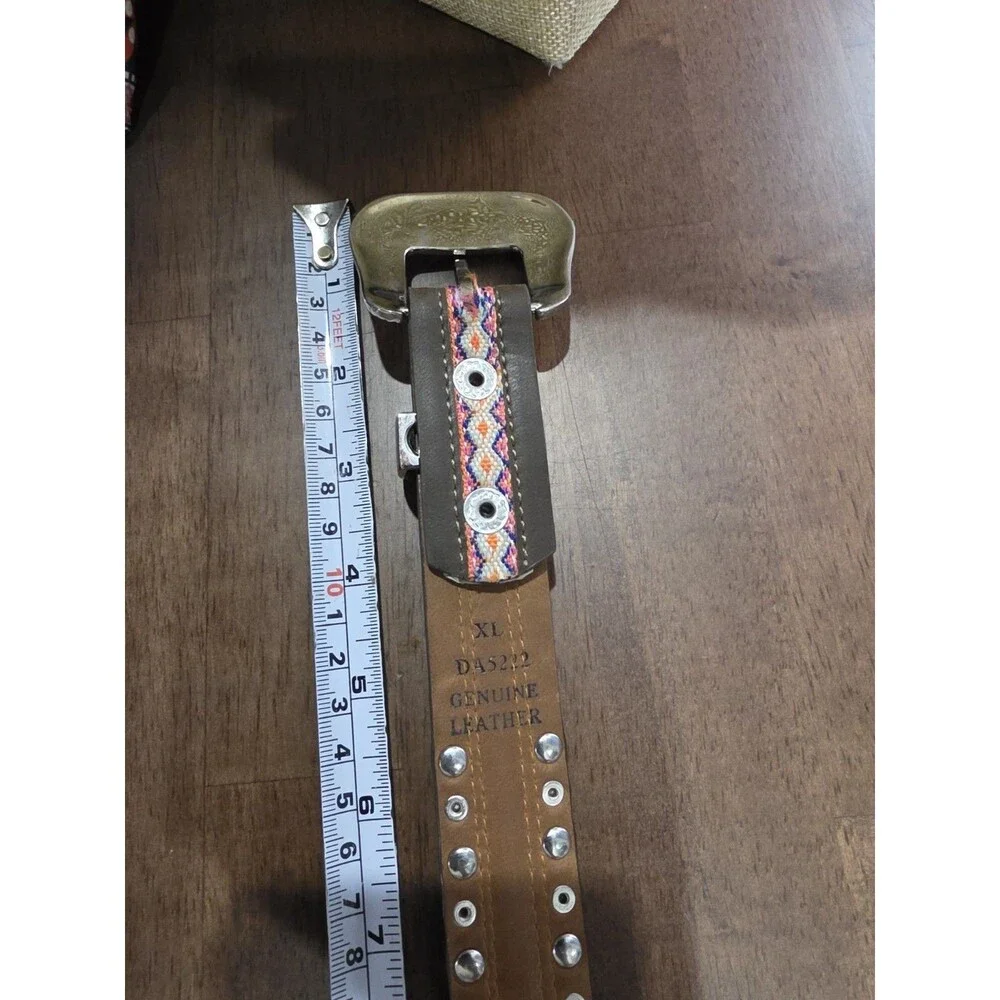 3D Belt Co Angel Ranch Girls Aztec Leather Rhinestone Western Belt XL 30